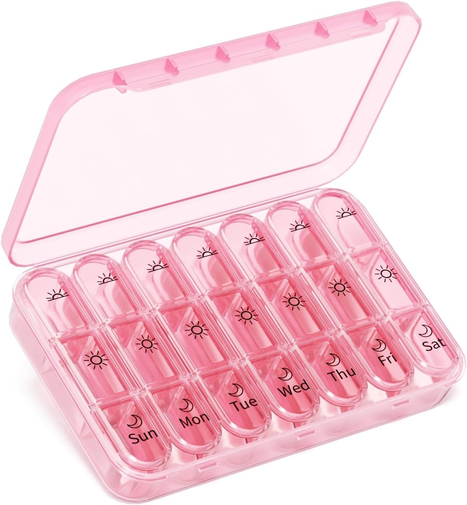 Pill Organizer 3X a Day resistPink Perfection Portable Pill Case tap7-Day Weekly Compartment WordPressEsencial de viaje elegante para los Fashionistas AnteriorBPA-Free Health Companion intactLuxury Bag Must-Have