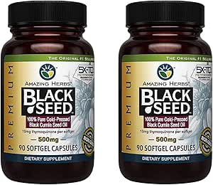 Increíbles Herbs Premium Black Seed Oil Capsules - Gluten Free, Non GMO, Cold Pressed Nigella Sativa Aids in Digestive Health, Immune Support, Brain Function - 90 Conde, 500mg (Pack of 2)