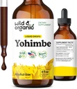 Suplementos de Yohimbe Wild &amp; Organic para Hombres &amp; Mujeres - 5 mg Tintura de Extracto de Yohimbina - Gotas de Barco de Yohimbe Libre de Alcohol - Vegan, No GMO &amp; Libre de Azúcar - 4 fl oz