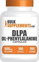 BulkSupplements.com DL-Phenylalanine Capsules - DLPA Capsules, DL-Phenylalanine 500mg - DLPA Supplements, Amino Acid Supplement - Gluten Free, 1 Capsule per Serving, 180 Capsules
