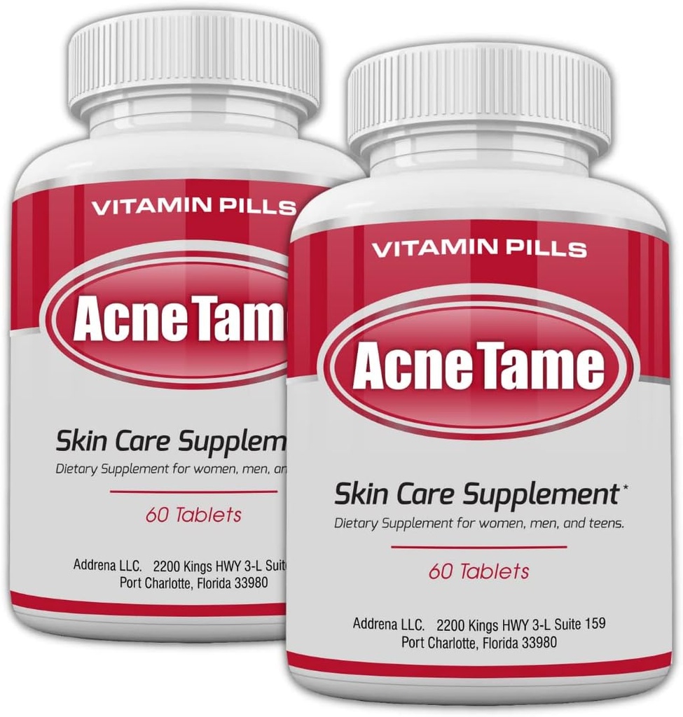 2 Pack- Clear Skin Supplements Pill- Tablets for Oily Skin Treatment, Spots, Blemishes, " Sebum Control for Women, Men, " Teens