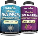 Nutrivein Premium Sea Moss Capsules " Resveratrol Supplement Bundle: High-Absorption Resveratrol Capsules and Irish Sea Moss for Digestion, Vitality, " Repair