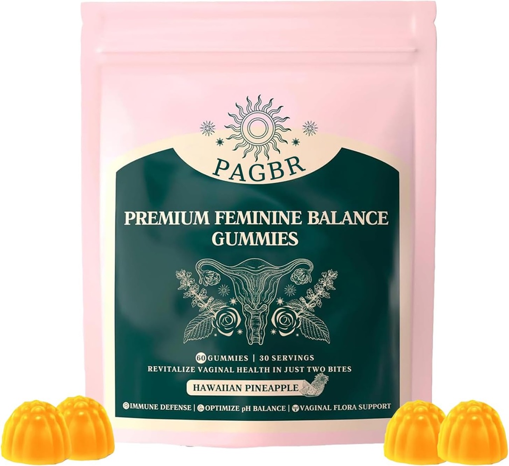 Vital Fuente Premium Feminine Balance Pineapple Gummies for Women’s Health &amp; Wellness Hawaiian,Mejor Immune,Vegan, Gluten-Free & Halal,60 Gummies - 30 Day Supply (1)