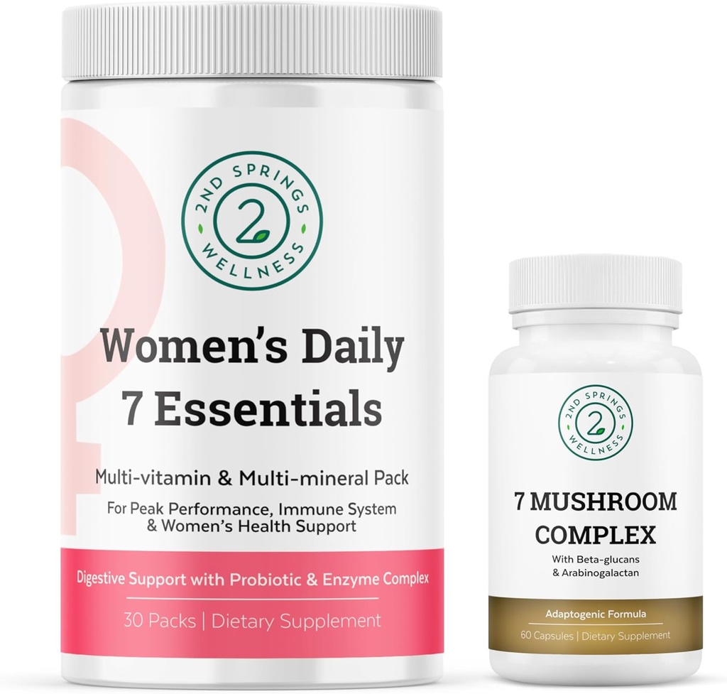 Feminine Vitality Bundle - 7 Mushroom Complex &amp; Women's Daily 7 Essentials for Complete Wellness