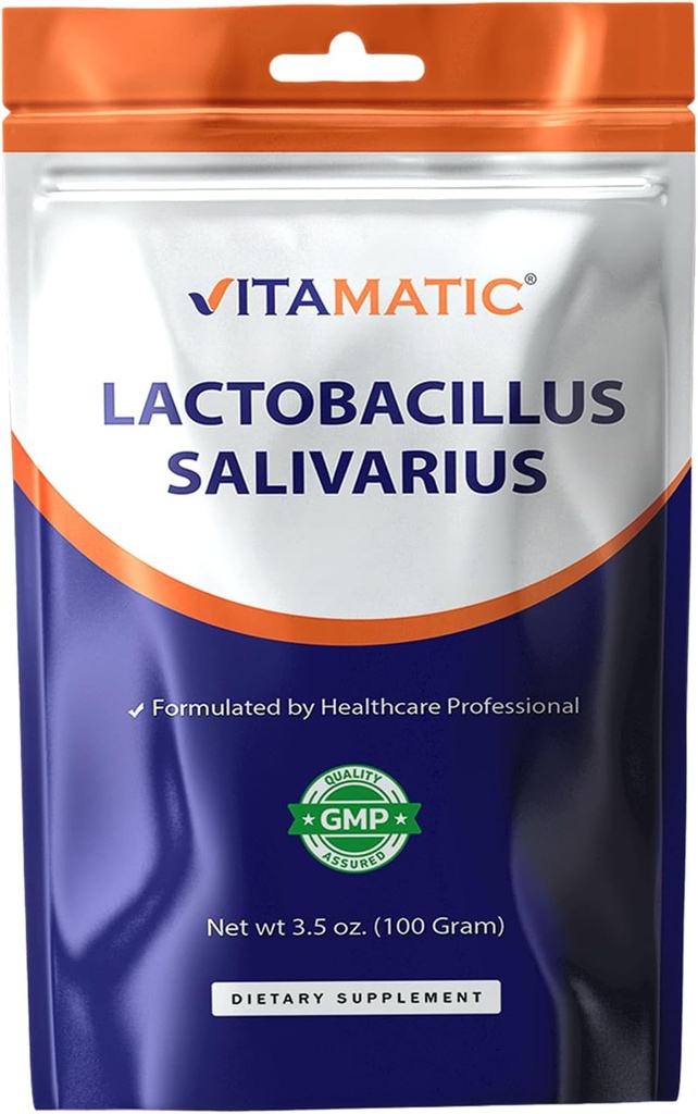 Vitamatic Lactobacillus Salivarius Probiotic Powder - Soporte Digestivo - 100 Gram (3.5 OZ) - 100 Servimientos