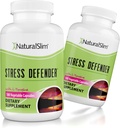 NaturalSlim Stress Relief Supplement - Stress Defender, High Cortisol Reducer, Control Cravings, Sleep & Metabolism Support with Vitamin B5 Pantothenic Acid &amp; L Tyrosine 180 Vegetable Capsules 2 Pack