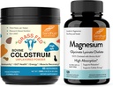 Sandhu's Bovine Colostrum Powder & Magnesium Glycinate Lysinate Capsules | Helps Gut, Immune Heath & Sleep Support