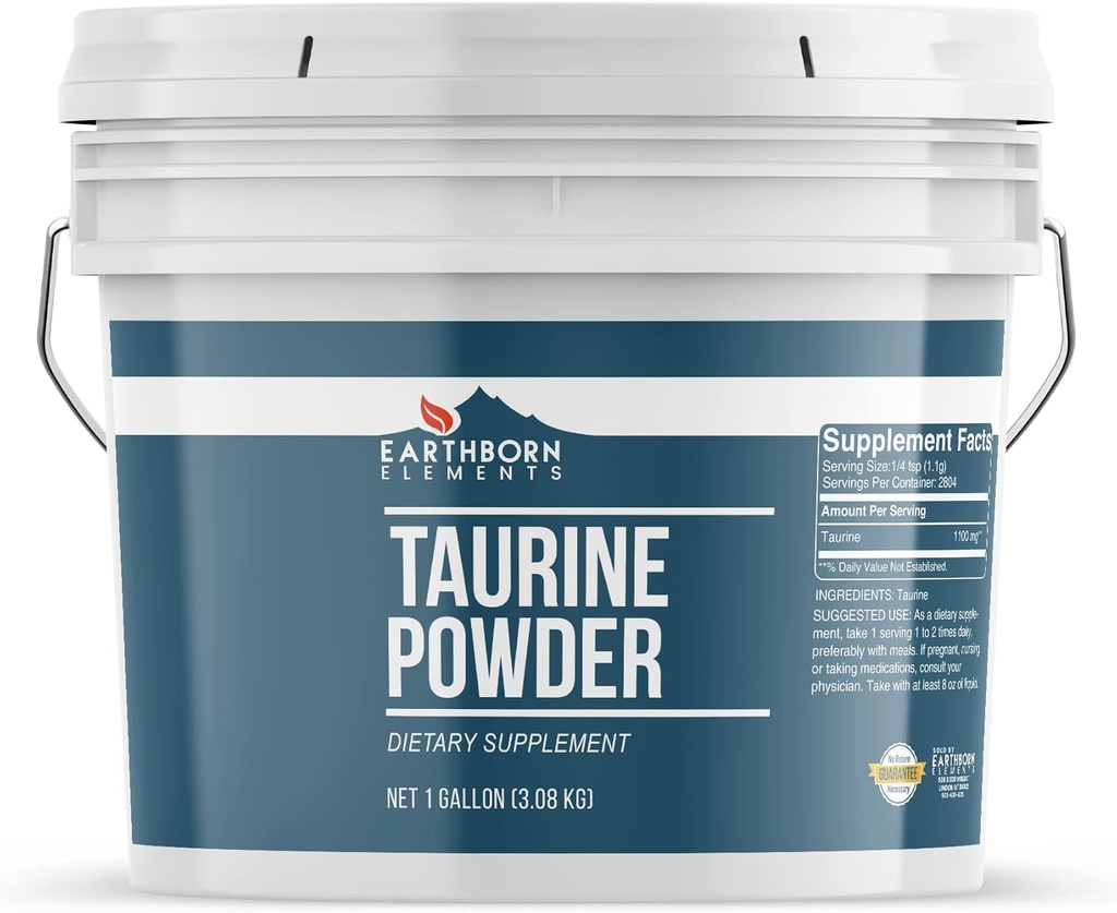 Elementos tercos Taurine Powder 1 Gallon Bucket, Suplemento dietético, No Aditivos