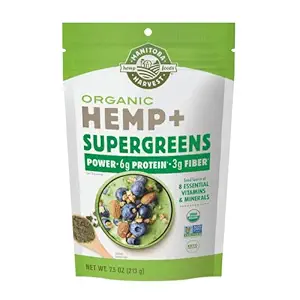 Manitoba cosecha cáñamo orgánico &amp; Supergreens Polvo, 7.5 oz, verde pólvora de Superalimentos con 6g de Proteína, 3g de fibra por ser, Vegan, no GMO Proyecto Verificado, Embalaje mayo Vary
