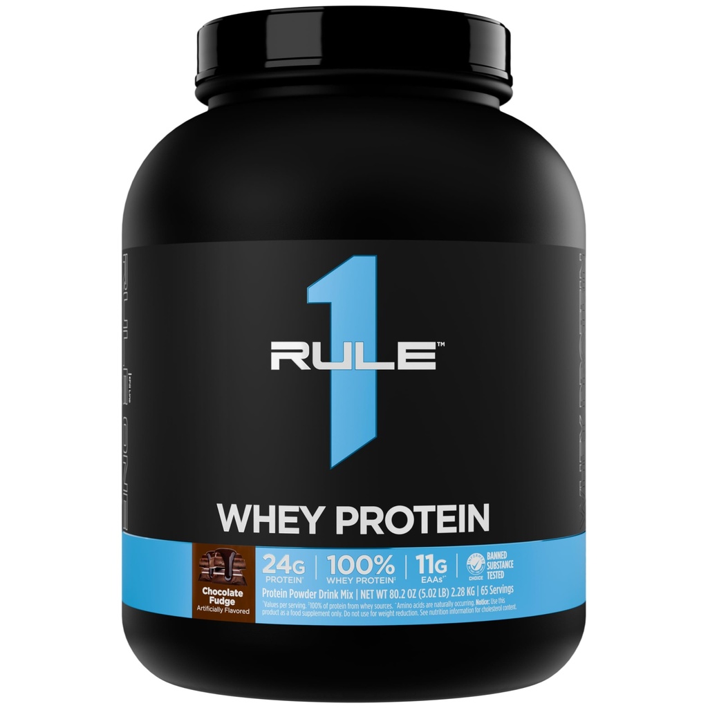 Rule 1 Proteins Whey Protein – 24g Fast-Acting Protein from All-Whey Sources with Naturally Occurring EAAs & BCAAs for Workout Recovery or Anytime Use (5 Pounds, Chocolate Fudge)