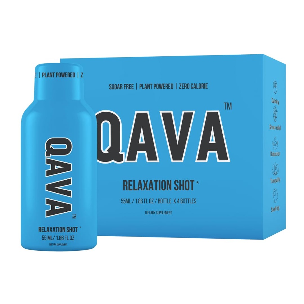 Zapatos de relajación QAVA – Kava Kava - 450MG Kavalactones – sin azúcar, cero calorías – 55ml cada uno - paquete de 4