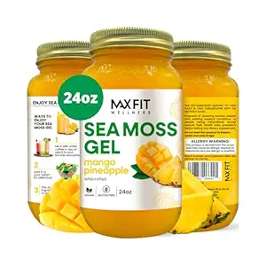 MAX FIT Sea Moss Gel Raw (12 Sabores) 24oz Wildсrafted Gold Sea Moss Gel de Santa Lucía ← 92 Vitaminas y Minerales latitud Pure Raw+Non-GMO ← Vegan Superfood
