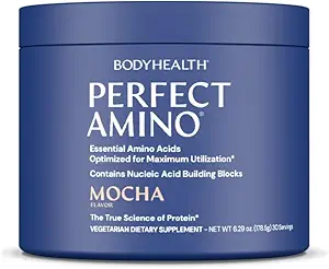BodyHealth PerfectAmino Powder - BCAA and EAA Powder for Pre and Post Workout - Amino Acid Energy Drink for Hombres and Women to Support Lean Muscle and Recovery - Mocha - 30 Servings