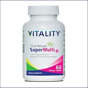 VITALITY Time Release Super Multi+ ← Multivitamin tención soporta el cabello saludable, la piel y las uñas TEN 60 Tablets