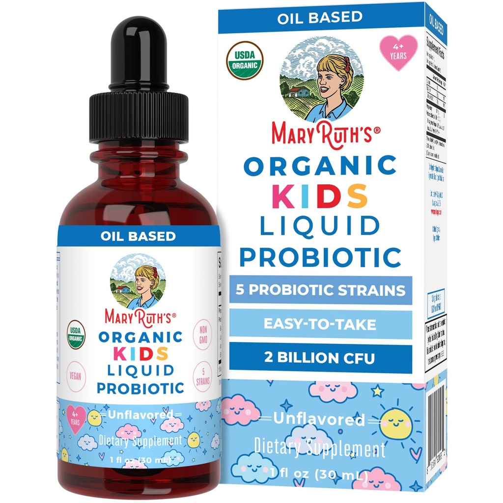 MaryRuth Organics Kids Probiótico Liquid Drops ← USDA Organic Probiotics for Digestive Health Silencio Edades 4+ Gut Health &amp; Immune Support Suplemento Silencio Global Health ← Vegan ← Non-GMO Silencio 1 Fl Oz