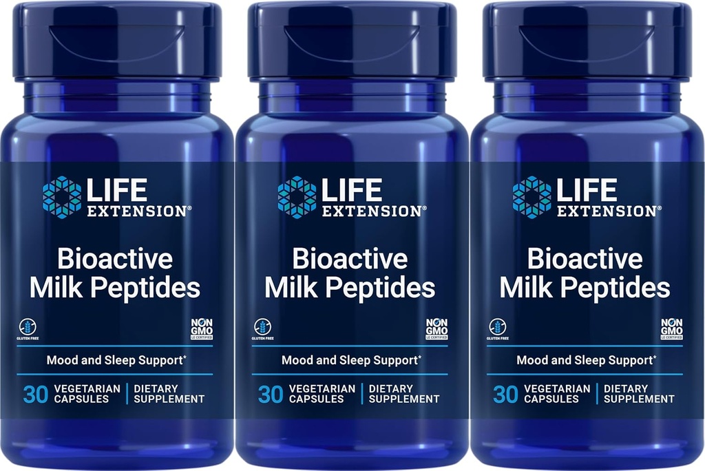 Péptidos de leche bioactiva, 30 cápsulas vegetarianas (Pack of 3)