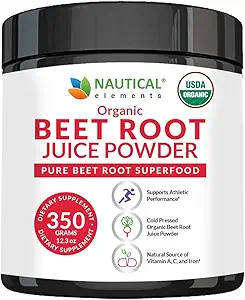 Orgánica de Beet Juice Powder - 20:1 Concentration Beet Powder Organic - Circulation Support - Rich in Nitric Oxide - Cold-Pressed 100 Servings of Beet Root Powder Supplement- 12.3oz