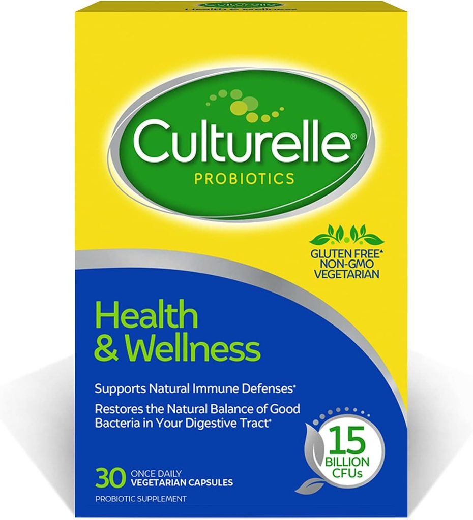Culturelle Health &amp; Wellness Daily Probiotic for Women &amp; Hombre - 30 Cuenta - 15 Billion CFUs &amp; A Proven-Effective Probiotic Strain Support your Immune System- Gluten Free, Soy Free, Non-GMO
