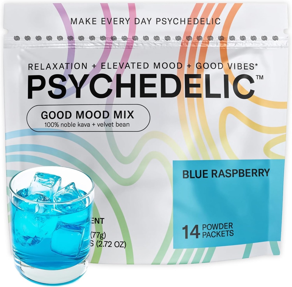 Easy Alcohol Alternativa con Buzz - Calming Kava Drink Mix (14x5.5g) Flavored Kava Powder - Calming Drink Powder Packets - Easy Open Single Serving Drinks - 14 Calm Packets - Blue Raspberry