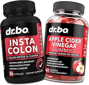 Colon Cleanser Detox &amp; ACV Apple Cider Vinegar Gummies - 15 días Colon Cleanse Pills Poop Flush &amp; ACV Gummies Suplementos - Bowel Movement Suplementos para el apoyo de Bloating de estómago intestinal