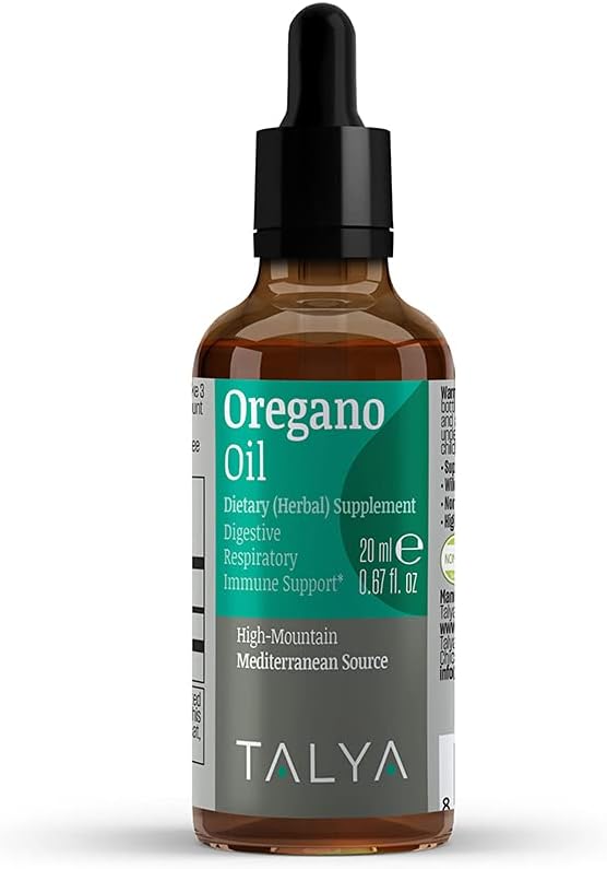 TALYA Oregano Oil 0.67 fl.oz Silencio Petróleo de orégano Liquid TENIDO Apoyo inmunitario, Alto Carvacrol, Salud Digestiva