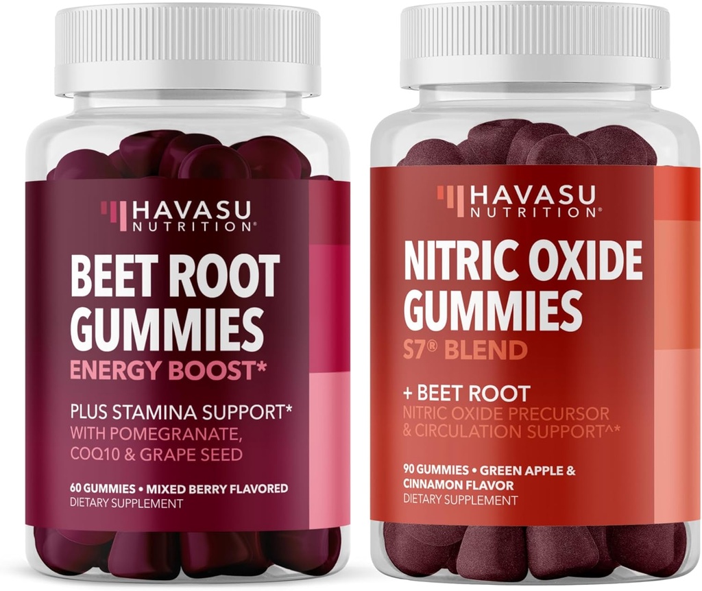 HAVASU NUTRITION Nitric Oxide Gummies with L-Arginine and Beet Root (1 Month Supply) " Beet Root Gummies with COQ10 " Pomegranate (1 Month Supply)