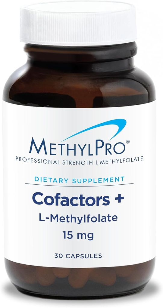 MetilPro L-Methylfolate 15 mg + Cofactores - L Metil Folate Suplemento para Mujeres y Hombres, Metilada Vitamina B9 (5-MTHF) con B6 y B12 para la salud cerebral, el foco y la calma - 30 cápsulas (Pack of 1)