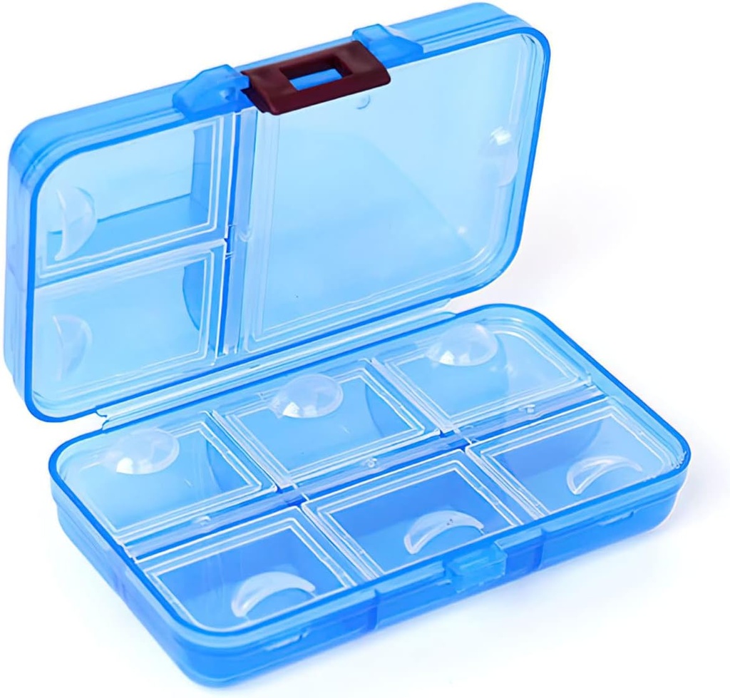 Pill Organizer, dispensador de píldoras portátiles,9 compartimientos Moisture-Proof Pill Box for Purse Vitamins, Medicine, Fish Oil,Travel Pill Organizer (Blue)