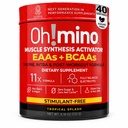 Oh!mino BCAAs + EAAs, All 9 Essential Amino Acids for Muscle Growth & Recovery, Tropical Flavor, Stimulant-Free, Sugar-Free Pre/Intra Post Workout Supplement, Non-GMO
