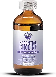 Citrato de escotilla esencial - Suplementos de línea líquida para cerebro, memoria, enfoque - 650Mg Suplemento de línea de escotillas - Bioavailable Alkalinizing Liquid Choline mejora la suplementación de magnesio