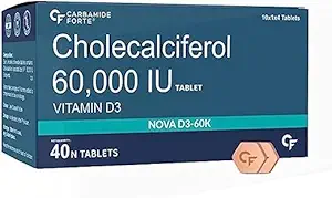 Puritans Vitamina D3 60000 UI - Chewable Cholecalciferol Vitamina D Suplemento para Hombres Mujer - 40 Tabletas