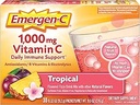 Emergen-C 1000mg Vitamina C Powder, con Antioxidantes, vitaminas B y electrolitos, suplementos de vitamina C para soporte inmunitario, mezcla de bebidas sin cárter cafeína, sabor tropical - 30 Conteo/1 Mes