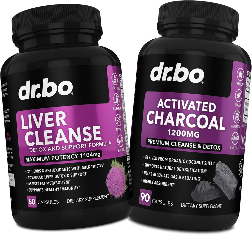 Hígador de limpieza " Cápsulas de carbón activados - Láminas de salud con Artichoke, Berberine, Héroes Turméricos - 1200mg Cápsulas orgánicas de coco para gas estomacal y apoyo a la limpieza