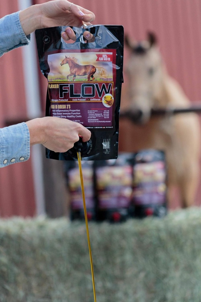 Flaxen Flow 3 L, 100% Flax Seed Oil for Horses, Rich in Omega-3 and Omega-6 Fatty Acids