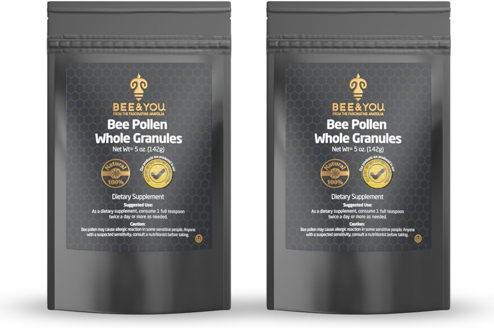 Bee and You - 100% Natural &amp; Raw Bee Pollen Granules, Bee Pollen Supplement, Natural Superfood, Amino Acids, Antioxidantes, Enzymes, Vitamina B, Paleo, Keto, Gluten Free, Adults  5 Oz Pack of 2