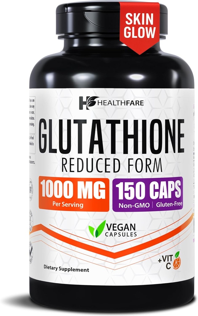 Saludfare Glutathione Suplemento 1000mg Silencio Reducido GSH Antioxidante Silencio 98%+ Highly Purified ← 150 Vegan Capsules ← Immune " Detox Support ← No Gluten-Free TEN Made in USA