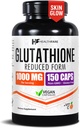 Healthfare Glutathione Supplement 1000mg | Reduced GSH Antioxidant | 98%+ Highly Purified | 150 Vegan Capsules | Immune & Detox Support | Non-GMO, Gluten-Free | Made in USA