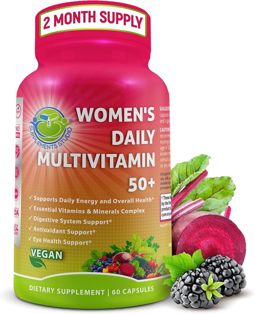 Multivitaminas diarias de las mujeres 50 Plus - Multivitamina metilada vegana para las mujeres 50 y más con biotina, Superalimentos orgánicos " Lutein - Ojo, Energía, Gut " Apoyo a la salud óptima - fácil de absorber cápsulas