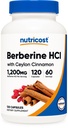 Nutricost Berberine HCl with Ceylon Cinnamon Capsules (120 Capsules, 60 Servings) - Non-GMO, Animal-Free Product