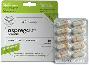 ScimeraMD® Asprega ProPac Probióticos y Prebióticos Suplemento de Salud Digestiva y Apoyo al Sistema Inmunitario, 35 millones de UF, 10 TC