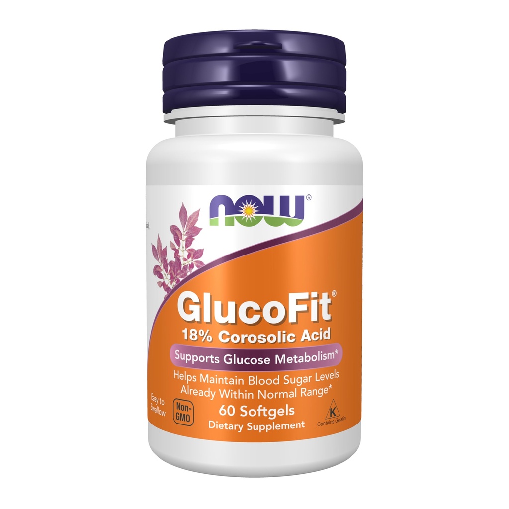 AHORA Suplementos de alimentos, GlucoFit® con 18% de ácido corosolico, apoya el metabolismo de glucosa*, 60 Softgels