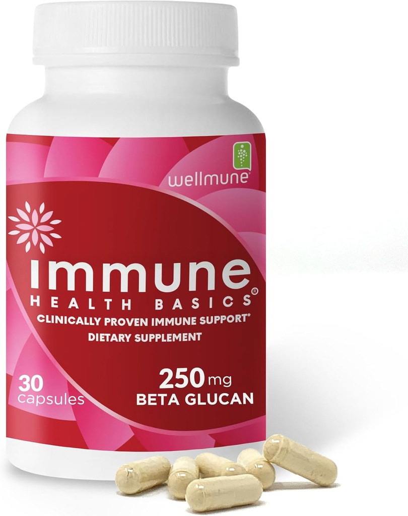 Inmunidad ultratrength - Soporte inmunológico clínicamente probado - Wellmune Highly Purified Beta Glucan - Gluten-Free, Non-allergenic, Non-GMO and Vegan Capsules - 30 cápsulas, 250 mg