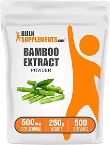 BulkSupplements.com Bamboo Extract Powder - Silica Supplements, Bamboo Powder - Herbal Supplement, Gluten Free, 500mg por Serving, 250g (8.8 oz) (Pack of 1)