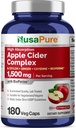 Complejo de vinagre de manzana NusaPure 1500 mg 180 tazas Adecuado para vegetarianos y veganos, no GMO