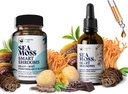 Brain Superfoods Bundle - Organic Sea Moss & Smart Shrooms, Capsules y Liquid Drops Bundle, Organic Irish Seamoss y 7 Adaptogenic Supplements for Memory and Focus. Gotas líquidos en sabor de chocolate