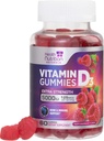 Vitamina D3 Gummies 5000 UI (125 mcg) - Triple Strength Bone and Immune Support, Vitamina D Gummy Dietary Supplement, Nature's Berry D Vitamin Supplement, Raspberry Flavored, Non-GMO - 60 Gummies