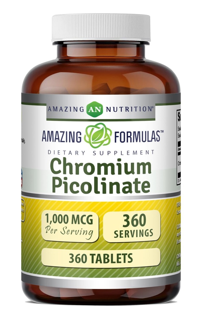 Amazing Formulas Chromium Picolinate 1000 Mcg | Tablets Supplement | Non-GMO | Gluten-Free | Made in USA (360 Count, 1 Pack)
