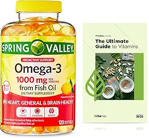 Spring Valley Omega-3 de Fish Oil 1000 mg, Maximum Care, 120 Conde + Exclusiva VitaMax Guía de Vitamina (2 Artículos)