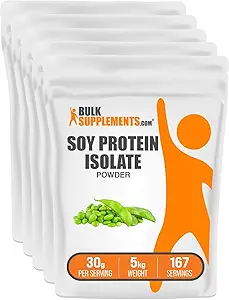BulkSupplements.com Soy Protein Isolate Powder - Vegan Protein Powder, Unflavored - Pure &amp; Gluten Free, 30g per Serving, 1kg (2.2 libras) (Pack of 5)