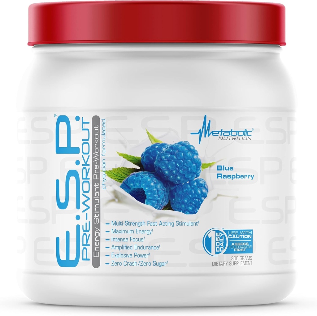Nutrición metabólica ← ESP - Estimulación de Pre Workout, Pre Intra Workout Suplemento Silencio Energía y resistencia Estimulación Silencio natural, seguro " mental Focus ANTE Blue Raspberry, 300 Grams (90 Servings)